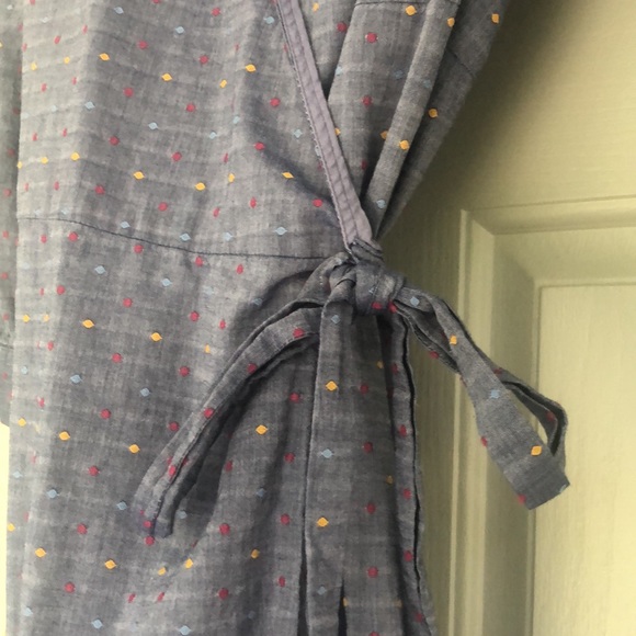 Draper James Blue Wrap Dress w/ Blue, Red & Yellow dots - Picture 5 of 8
